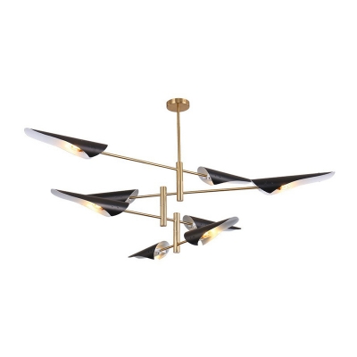 Bedroom Chandelier Postmodern Ceiling Pendant Light with Bias-Cut Metal Shade and Swivelable Arm