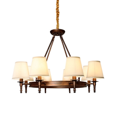 Classic Conical Chandelier Lighting Fabric Ceiling Suspension Lamp for Guest Room