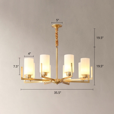 Classic Style Shaded Chandelier Lighting Glass Pendant Light in Gold for Living Room
