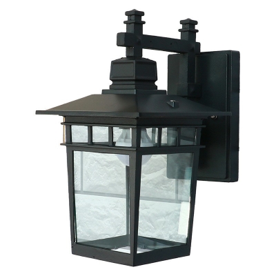 Clear Glass Rectangle Solar Wall Lighting Vintage Courtyard LED Sconce Light Fixture