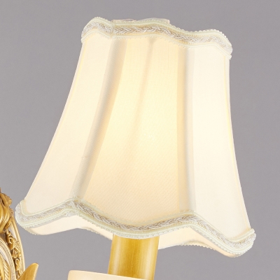 Fabric White Wall Sconce Paneled Bell Shaped Minimalist Wall Mount Light Fixture
