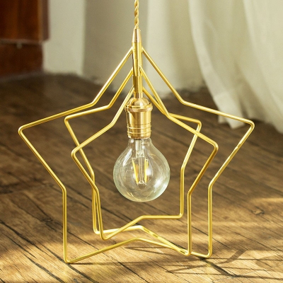 Gold 1-Light Down Lighting Pendant Minimalism Metal Polygonal Ceiling Suspension Light