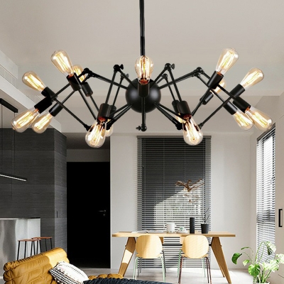 Iron Spider Shape Ceiling Lighting Industrial Living Room Chandelier Light Fixture