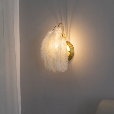 Leaf Shaped Corridor Wall Light Feather Single-Bulb Nordic Style Sconce Lighting Fixture