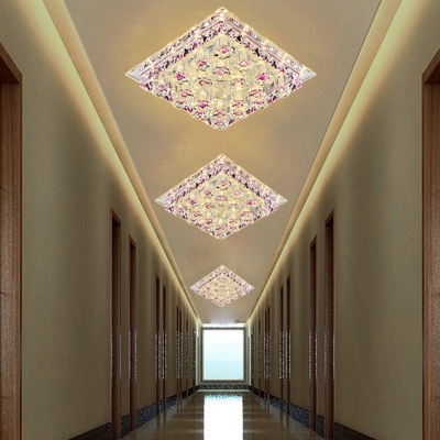 Minimalistic Square LED Ceiling Lighting Crystal Corridor Flush Mount Recessed Lighting