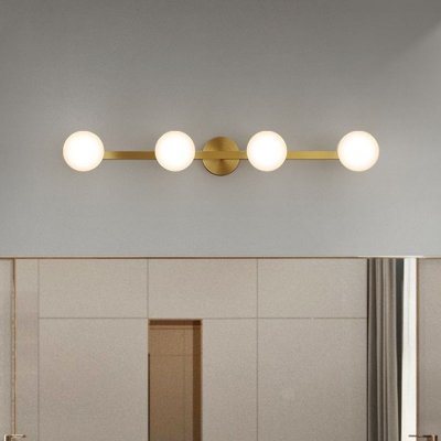 Modern Style Modo Shape LED Vanity Light Opal Glass Bathroom Sconce Wall Light in Gold
