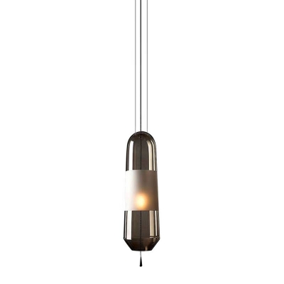Pill Capsule Shaped Pendant Lamp Designer Glass 1 Bulb Bedside Pendulum Light with Pull Chain