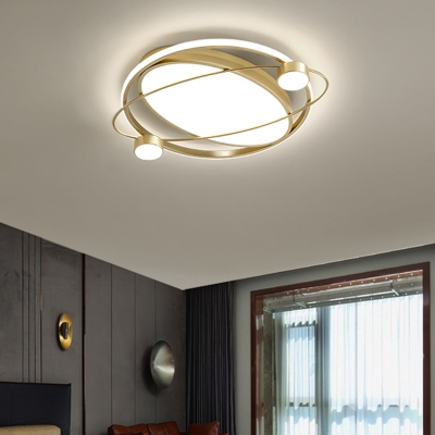 Planet Orbit LED Flush Mount Light Simplicity Metallic Bedroom Flush Mount Ceiling Light