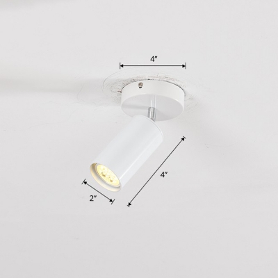 Post-Modern Cylindrical Semi Flush Mount Spotlight Iron Living Room Rotatable LED Track Lighting