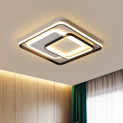 Rectangle Living Room Ceiling Mount Light Acrylic Modern Style LED Flush Light in Black