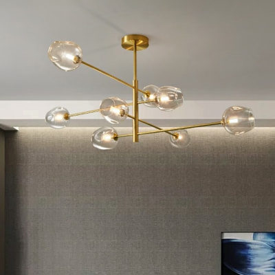 Simplicity Multi-Tier Chandelier Orb Glass Bedroom Suspended Lighting Fixture in Brass