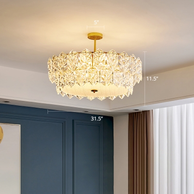 Snowflakes Crystal Hanging Light Fixture Modern Golden Chandelier for Dining Room