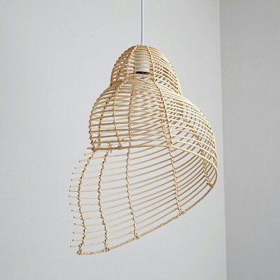 Spiral Shell Shaped Restaurant Pendant Lamp Rattan Single Rustic Suspension Light