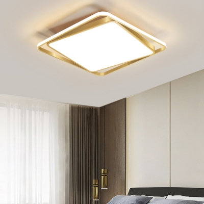 Square Flush Light Modern Style Acrylic Bedroom LED Flush Ceiling Light Fixture in Gold
