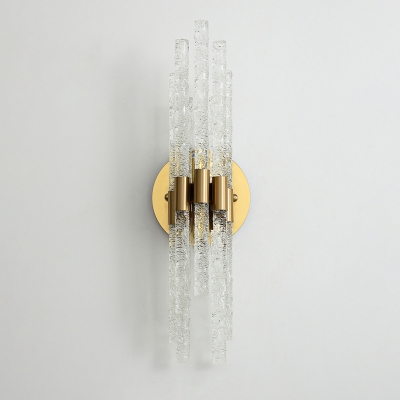 Tubular K9 Crystal Sconce Light Fixture Minimalistic Gold Wall Mounted Lamp for Bedroom