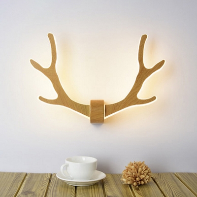Antler LED Wall Mounted Light Artistic Metal Bedroom Sconce Lighting Fixture with Acrylic Shade