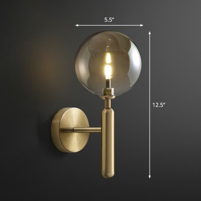 Ball Shaped Wall Lamp Fixture Postmodern Glass Restaurant Wall Mounted Light with Arm