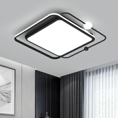 Black Square LED Flush Mount Ceiling Fixture Simple Acrylic Flush Light for Bedroom