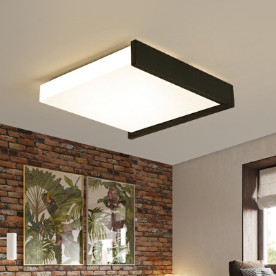Black-White Square LED Flush Mount Lamp Minimalism Acrylic Ceiling Flush Light for Bedroom