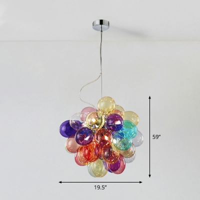 Bubble Colored Glass Chandelier Light Simplicity Stainless-Steel LED Pendant Light for Child Room