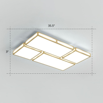 Checkered Acrylic Led Surface Mount Ceiling Light Minimalism Gold Finish Flush Mount Light Fixture