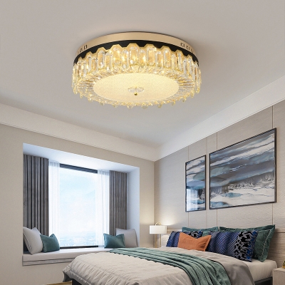 Clear Round Flushmount Light Modern Crystal Led Flush Mount Ceiling Fixture for Bedroom