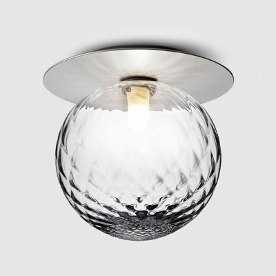 Contemporary Sphere Shade Ceiling Light Glass Corridor LED Semi Flush Light Fixture