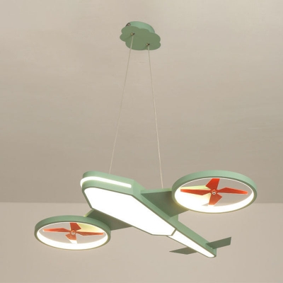 Creative Airplane LED Hanging Pendant Acrylic Kids Bedroom Chandelier with Propeller Deco