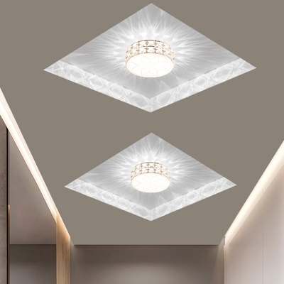 Crystal Tambour Shaped Flush Ceiling Light Simplicity LED Flush-Mount Light Fixture for Foyer