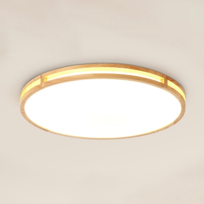 Disc Shaped Acrylic Flushmount Light Nordic LED Wood Flush Mount Ceiling Fixture for Bedroom