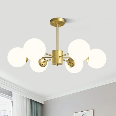 Glass Ball Chandelier Light Fixture Post-Modern Brass Finish Ceiling Light for Living Room
