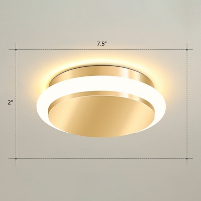 Gold Finish Small Ceiling Lamp Minimalistic Metal Flush Mount Light Fixture for Corridor