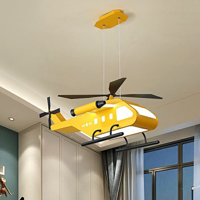Helicopter Childrens Bedroom Chandelier Metal LED Kids Hanging Ceiling Light Fixture