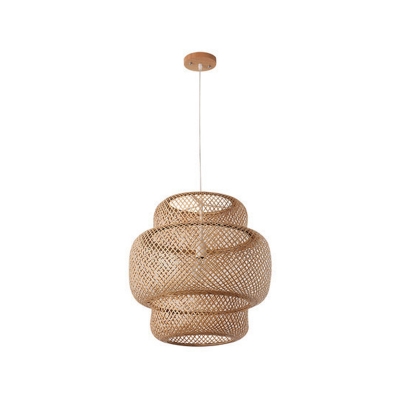 Lantern Pendant Light Contemporary Bamboo Single-Bulb Restaurant Suspension Light Fixture