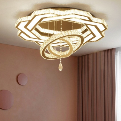 Loop Shaped LED Ceiling Lighting Modernist Crystal Clear Semi Flush Mount Lamp for Living Room