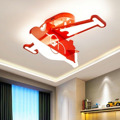 Metal Aircraft Flush Mount Ceiling Light Cartoon LED Semi Flush Mount Light Fixture