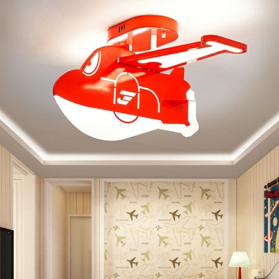 Metal Aircraft Flush Mount Ceiling Light Cartoon LED Semi Flush Mount Light Fixture