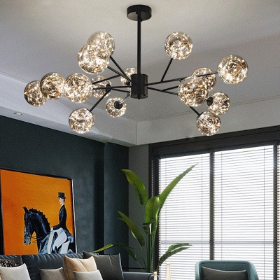 Modern Ball LED Ceiling Lighting Handblown Glass Living Room Chandelier Light Fixture