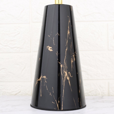 Modern Empire Shade Table Lamp Fabric 1-Light Bedroom Night Light with Conical Marble Base