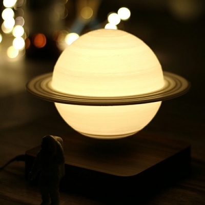 Planet Shape LED Table Light Modern 3D Print Bedroom Nightstand Lighting in White