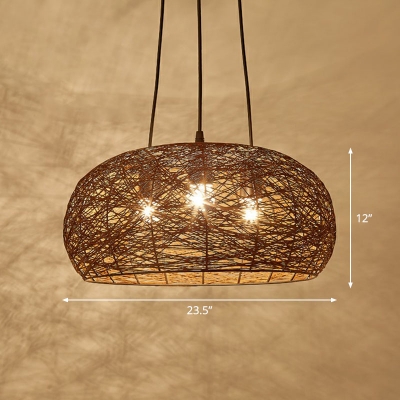 Rattan Nest Suspension Light Fixture, What Size Light Fixture For 12×12 Room
