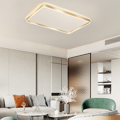 Rectangular LED Flush Mount Modern Acrylic Gold Flushmount Ceiling Light for Living Room