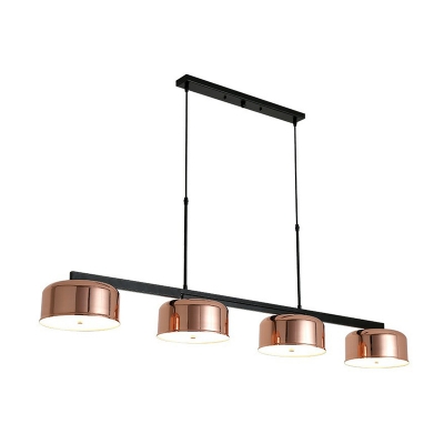 Rose Gold Bowl LED Island Lamp Nordic Style 4-Head Metal Hanging Lighting for Dining Room