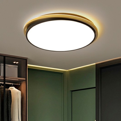Round LED Ceiling Mounted Fixture Simple Acrylic Black and Gold Flush Mount Light for Bedroom