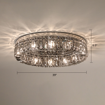 Round Living Room Ceiling Mounted Light K9 Crystal Simplicity Flush Light Fixture