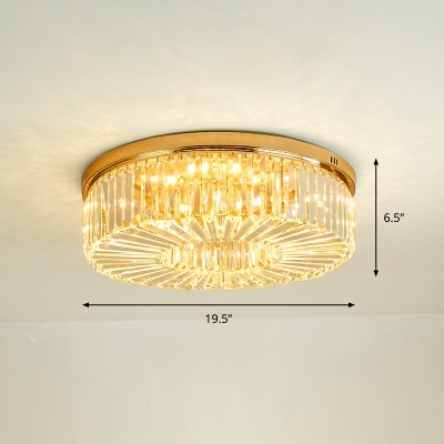 Round Prismatic Optical Crystal Ceiling Light Minimalist Gold LED Flush Mount Fixture