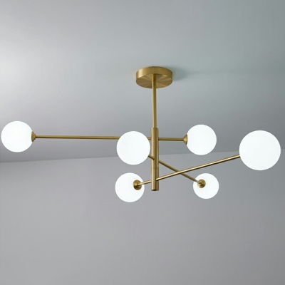 Simplicity Multi-Tier Chandelier Orb Glass Bedroom Suspended Lighting Fixture in Brass