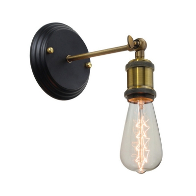 Single Bare Bulb Wall Mount Lighting Industrial Metal Sconce Lamp with Pivot Joint