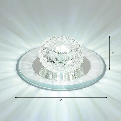 Stylish Modern Bowl Small Flush Lamp Clear Lattice Crystal Aisle Flush Mount Ceiling Light