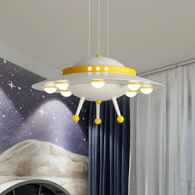 UFO Kids Bedroom Chandelier Light Metallic Creative LED Pendant Lighting Fixture